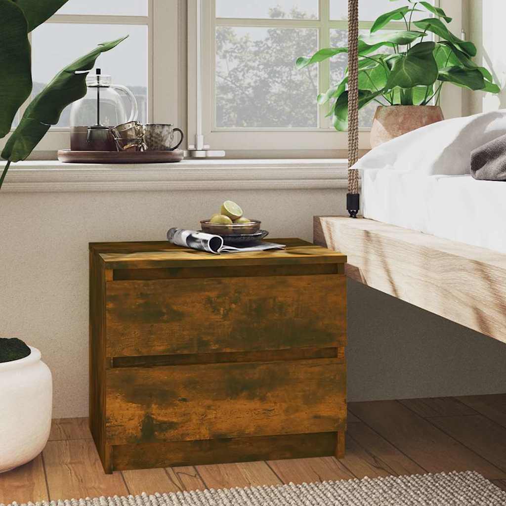 Vidaxl nachtkastjes 2 st 50x39x43,5 cm bewerkt hout gerookt eikenkleur