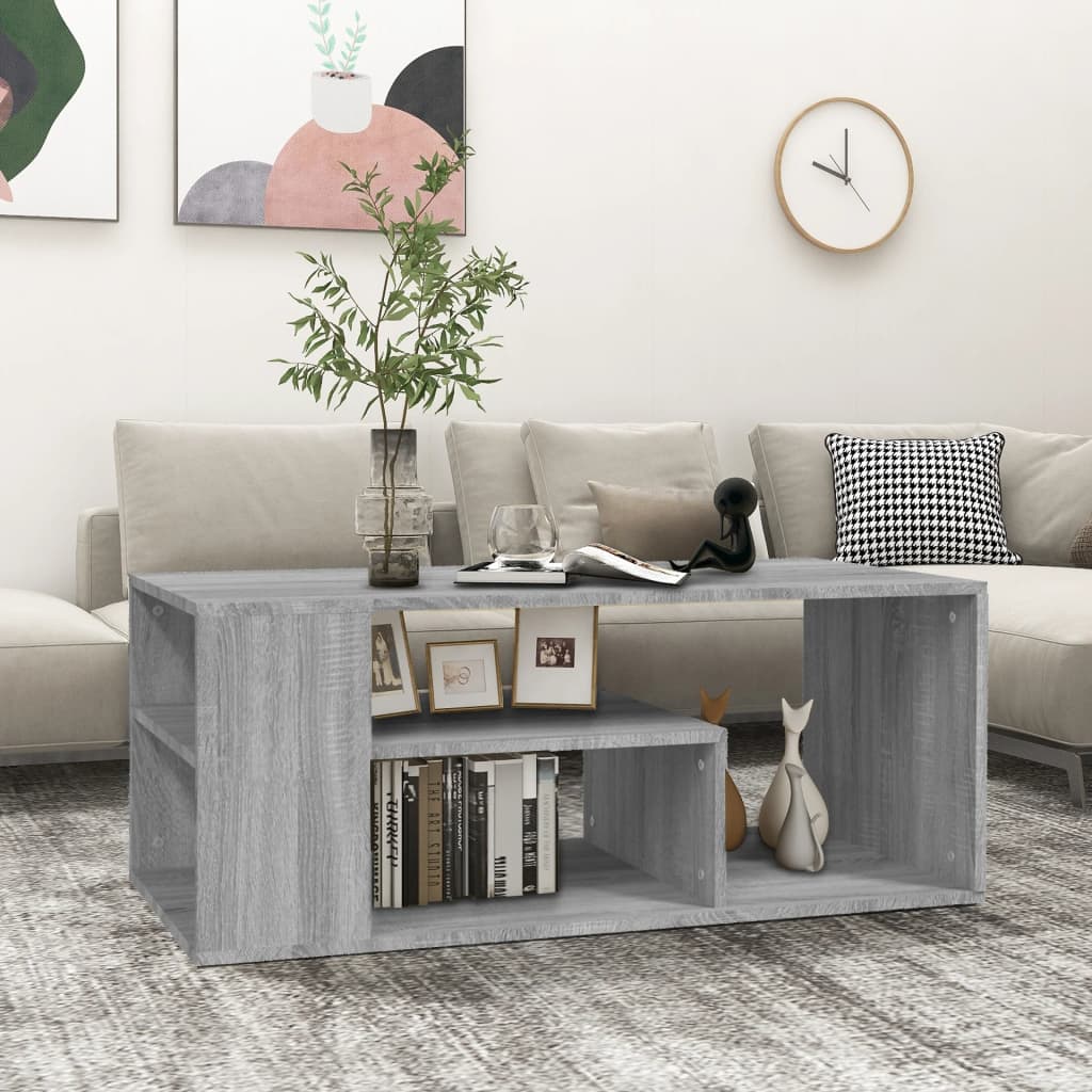 Vidaxl salontafel 100x50x40 cm bewerkt hout grijs sonoma eikenkleurig