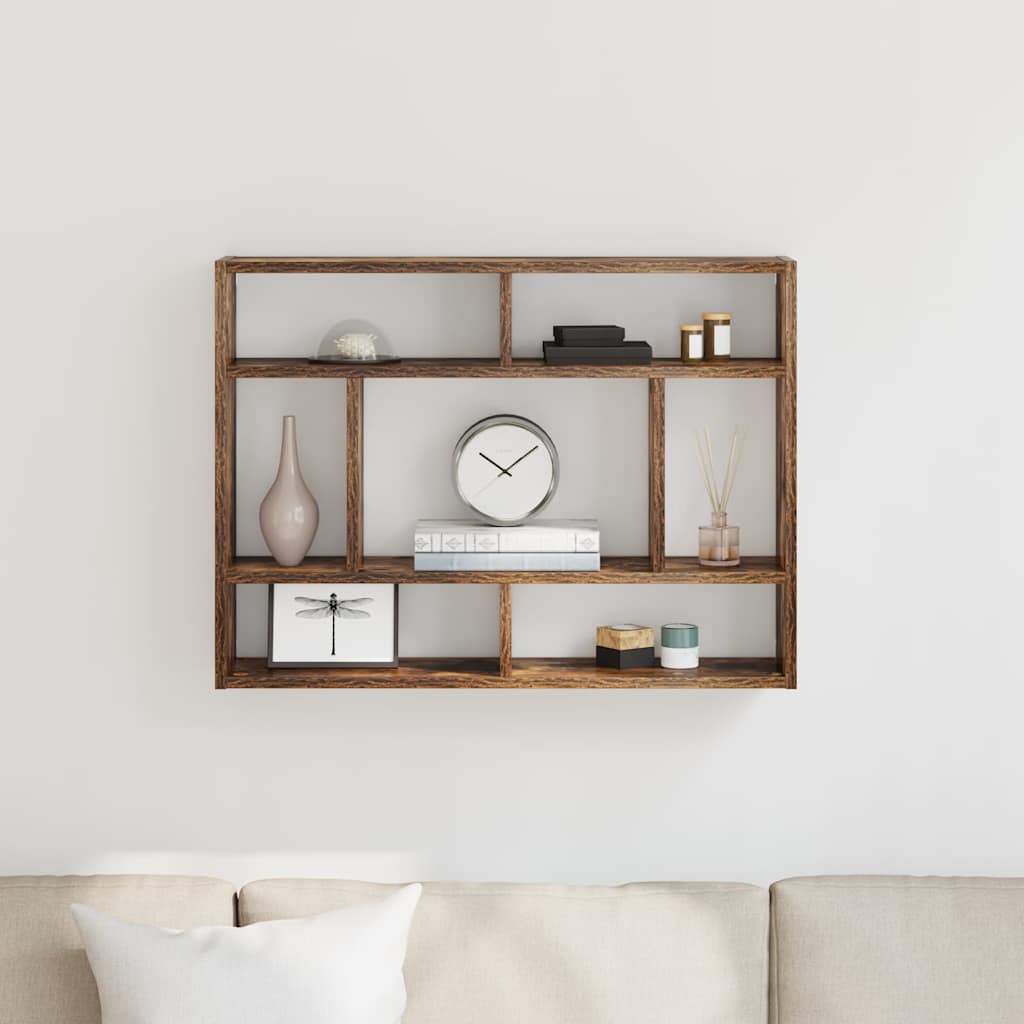Vidaxl wandschap 75x16x55 cm bewerkt hout gerookt eikenkleurig