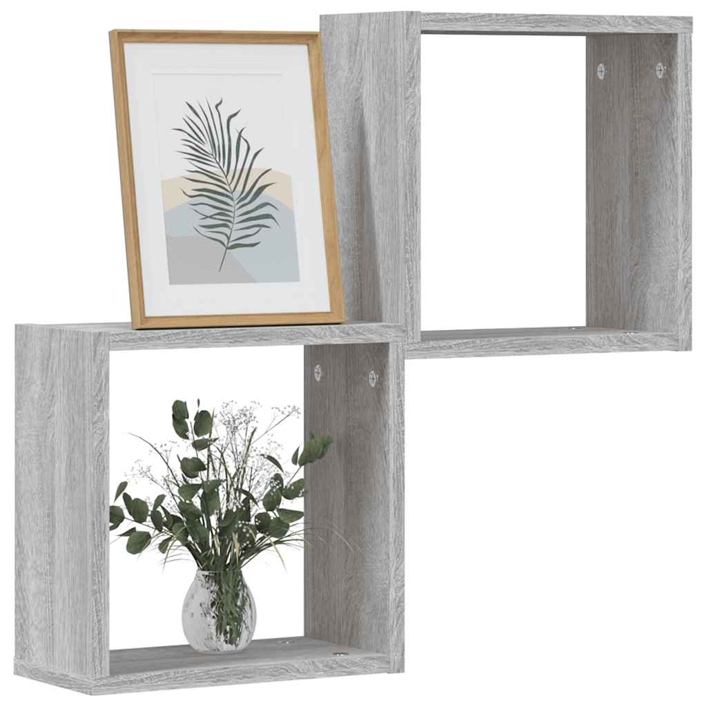 Vidaxl wandrekken kubus 2 st 30x15x30 cm grijs sonoma