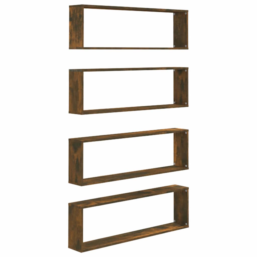 Vidaxl wandschappen kubus 4 st 100x15x30 cm bewerkt hout gerookt eiken