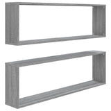 Vidaxl wandschappen kubus 2 st 100x15x30 cm bewerkt hout grijs sonoma