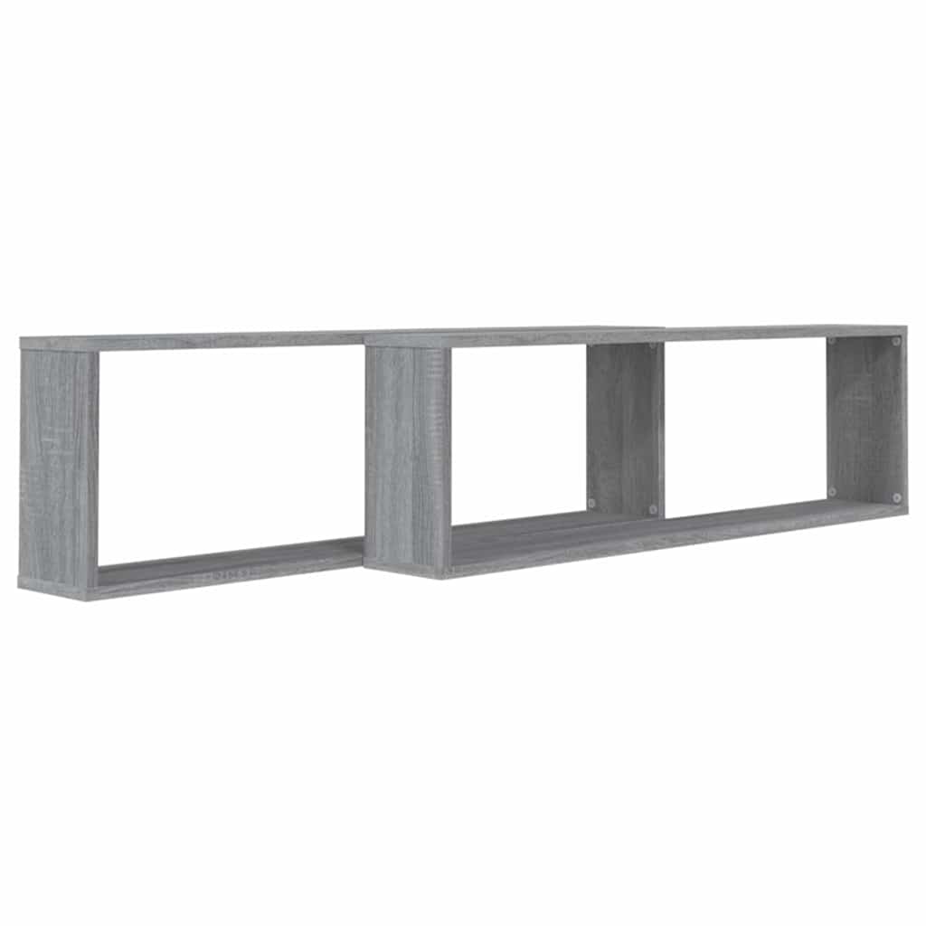 Vidaxl wandschappen kubus 2 st 100x15x30 cm bewerkt hout grijs sonoma