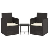 Vidaxl 3-delige loungeset met kussens poly rattan zwart