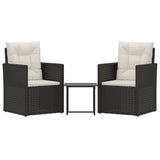 Vidaxl 3-delige loungeset met kussens poly rattan zwart