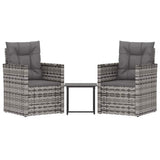 Vidaxl 3-delige loungeset met kussens poly rattan grijs