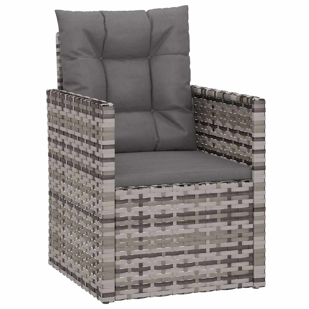 Vidaxl 3-delige loungeset met kussens poly rattan grijs
