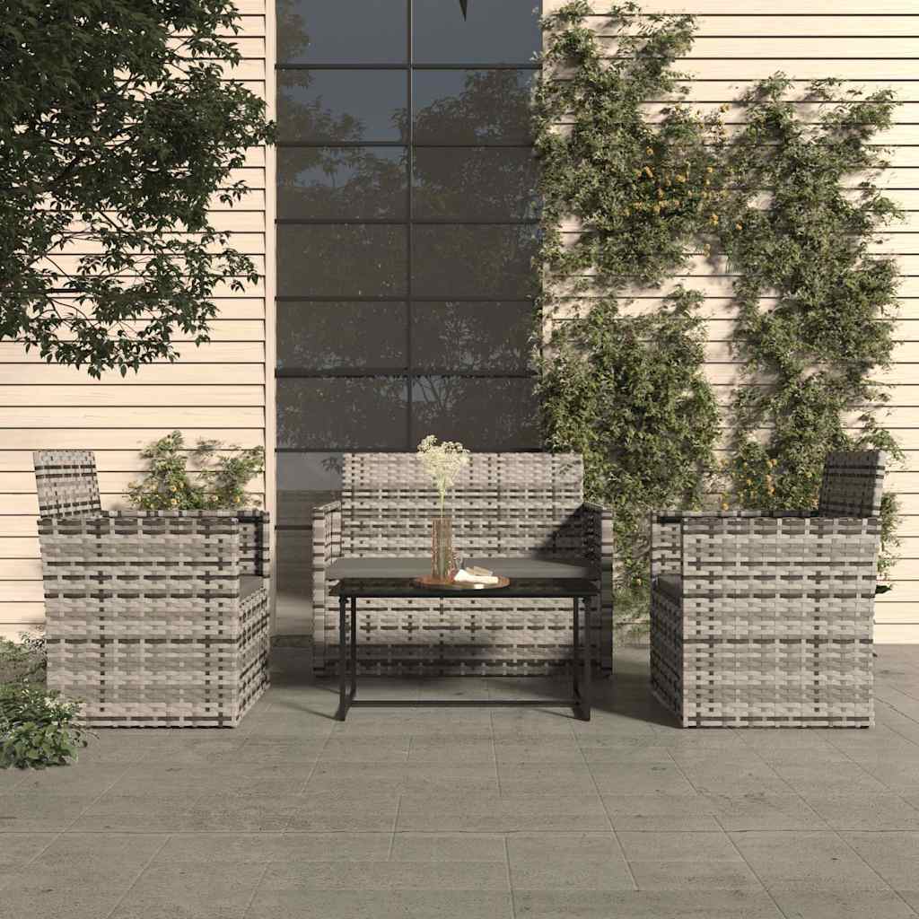 Vidaxl 4-delige loungeset met kussens poly rattan grijs