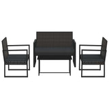 Vidaxl 4-delige loungeset met kussens poly rattan zwart