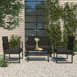 Vidaxl 4-delige loungeset met kussens poly rattan zwart