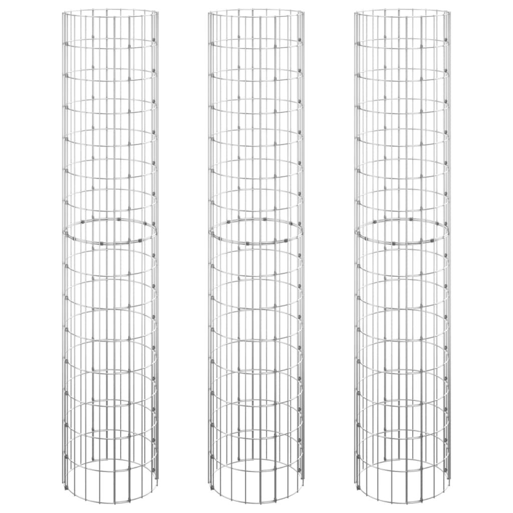 Vidaxl Gabion Pflanzer 3 ST Runde erhöht Ø30x150 cm Stahl