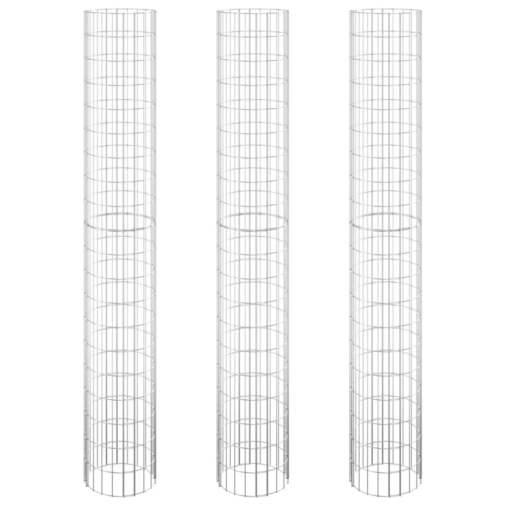 Vidaxl Gabion Planters 3 St Round hevet Ø30x200 cm stål