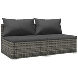 Vidaxl 2-delige loungeset met kussens poly rattan grijs