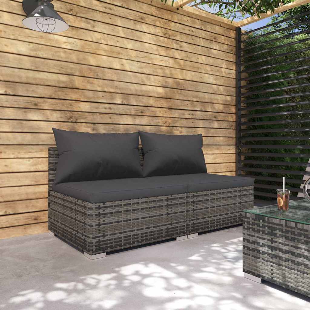 Vidaxl 2-delige loungeset met kussens poly rattan grijs