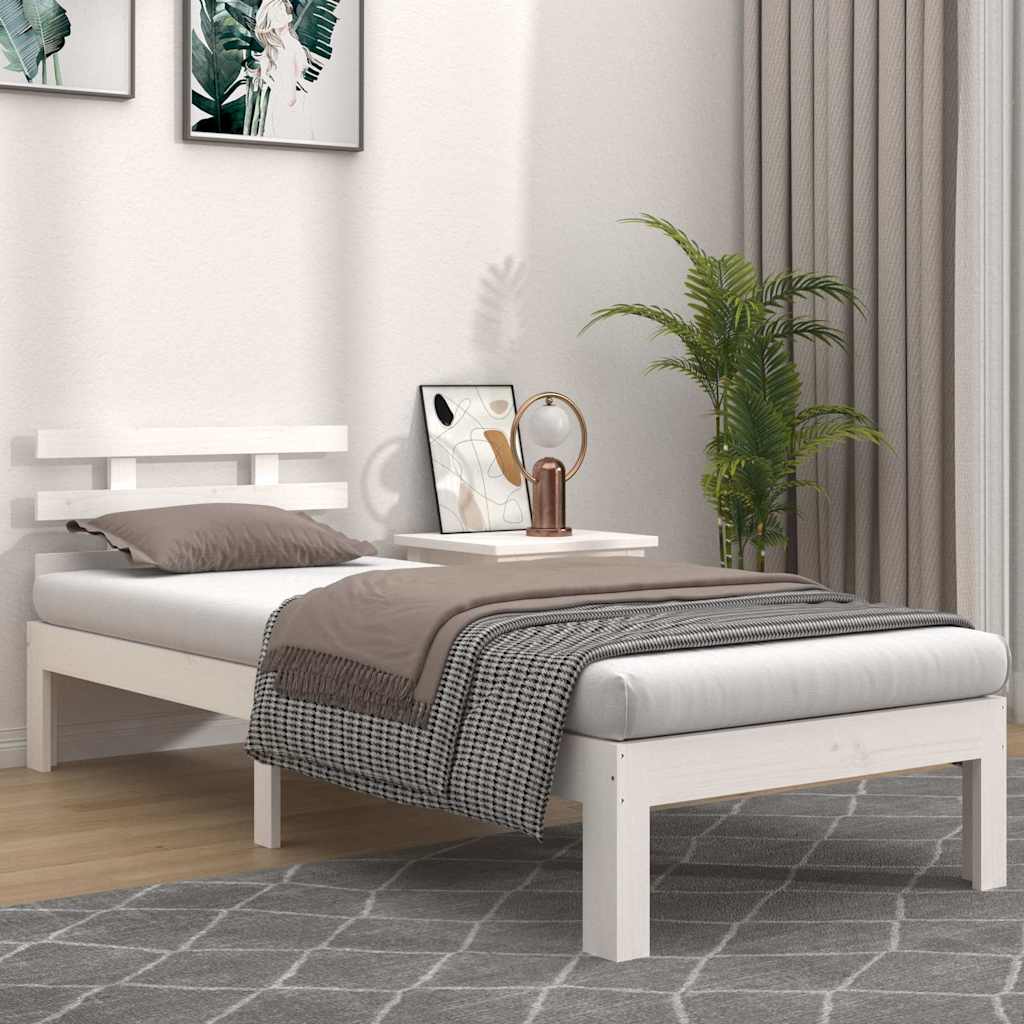 Vidaxl bedframe massief hout wit 90x190 cm