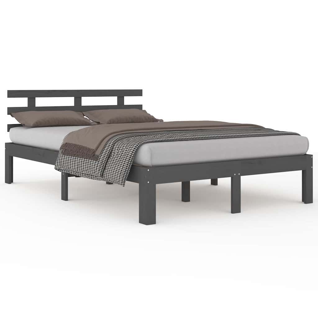 Vidaxl bedframe massief hout grijs 150x200 cm