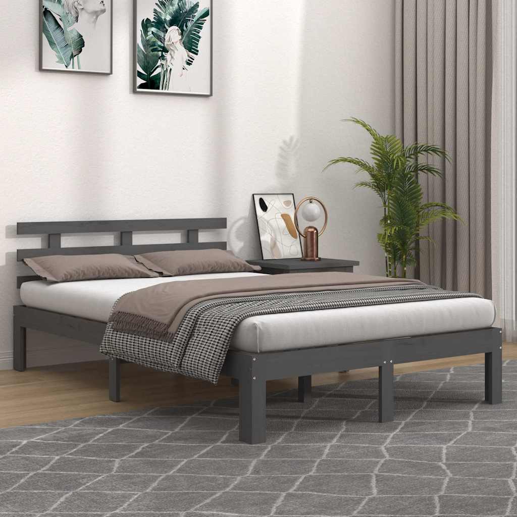 Vidaxl bedframe massief hout grijs 150x200 cm