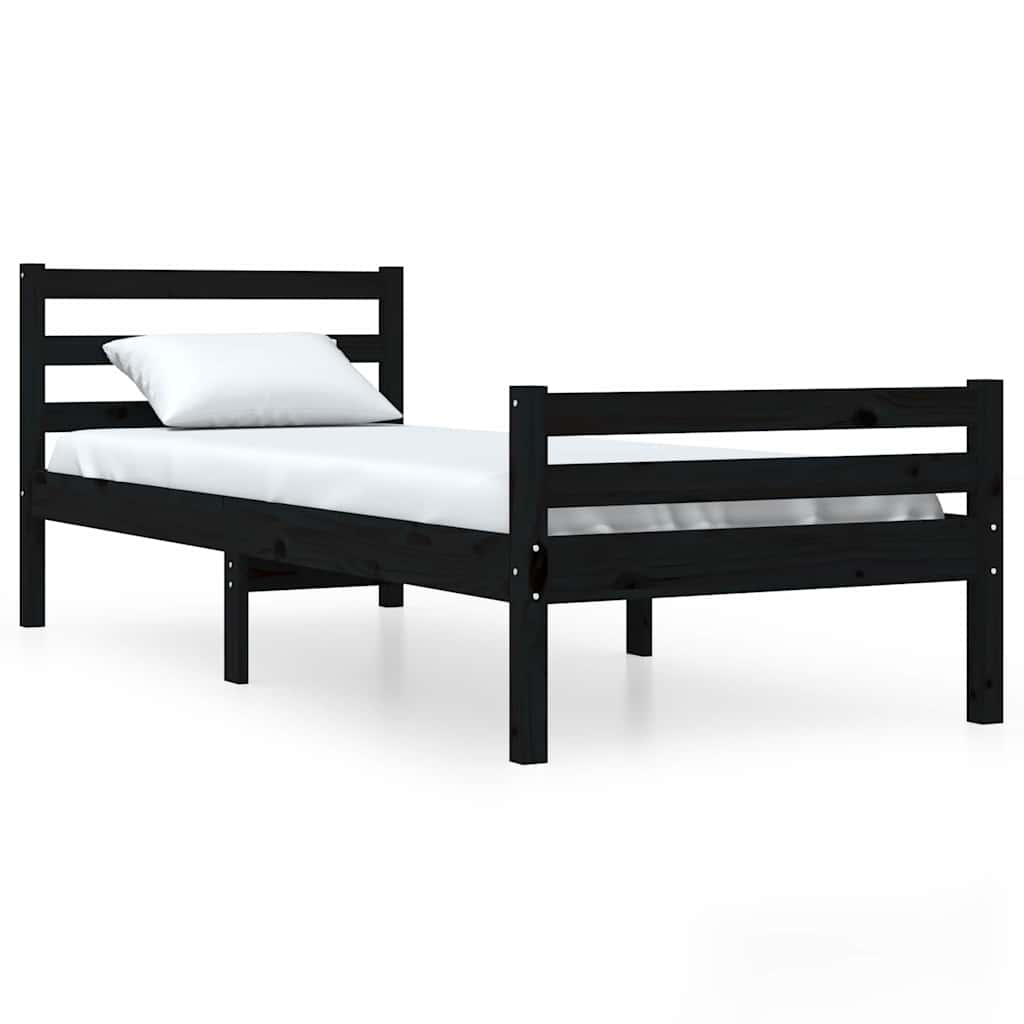 Vidaxl bedframe massief hout zwart 90x200 cm