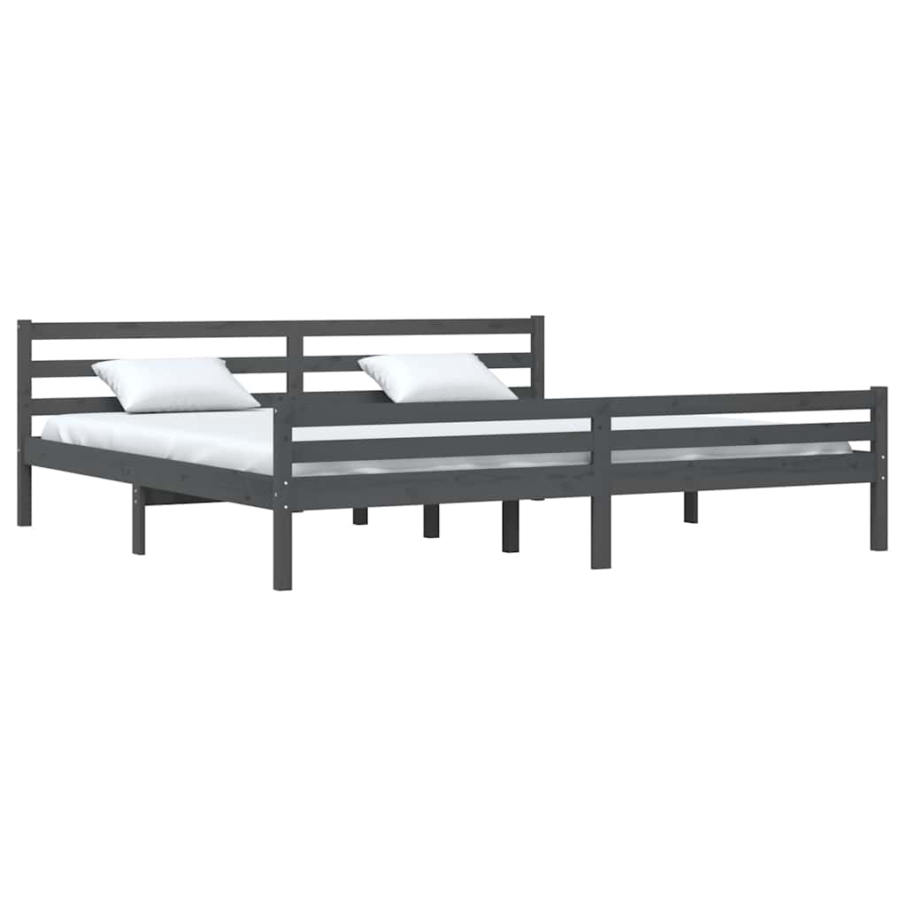 Vidaxl bedframe massief hout grijs 200x200 cm