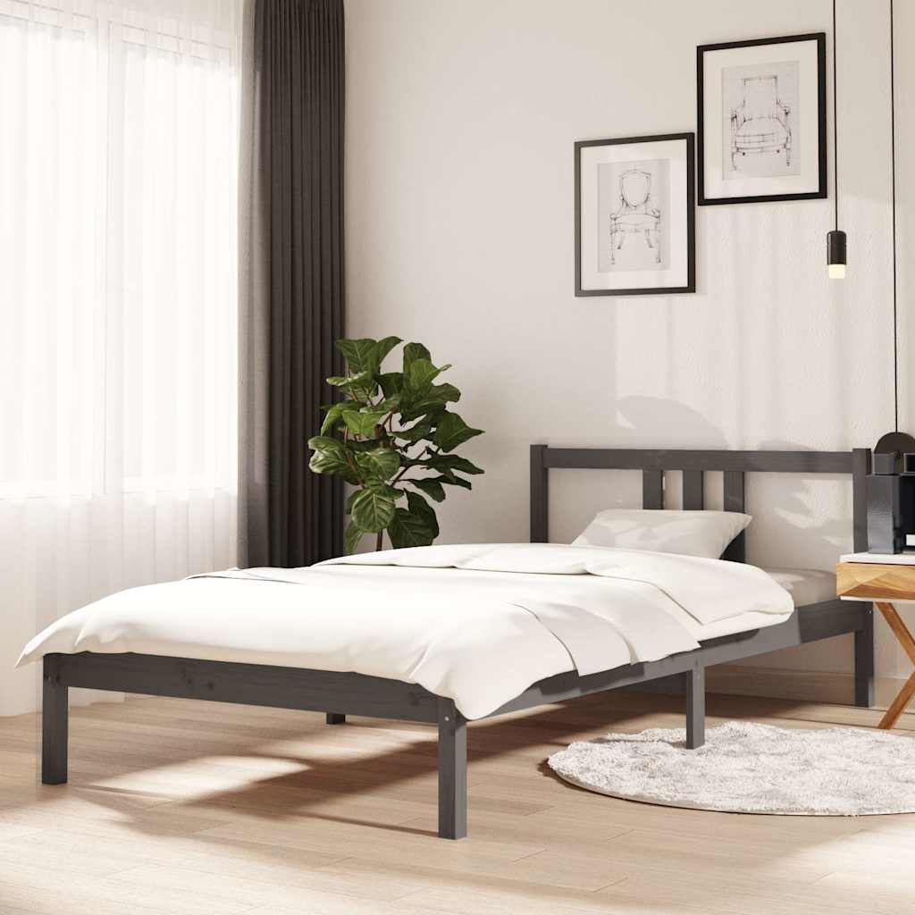 Vidaxl bedframe massief hout grijs 100x200 cm