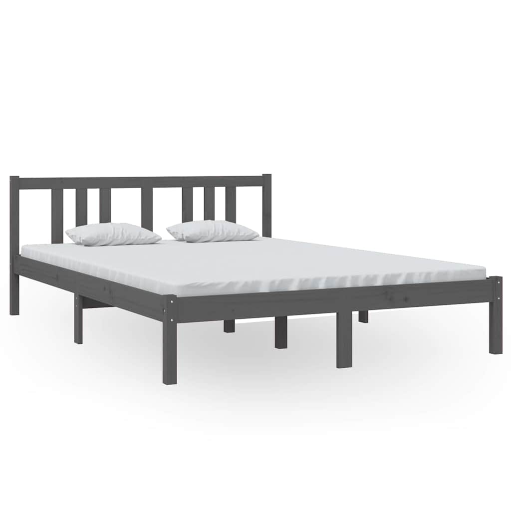 Vidaxl bedframe massief hout grijs 140x200 cm