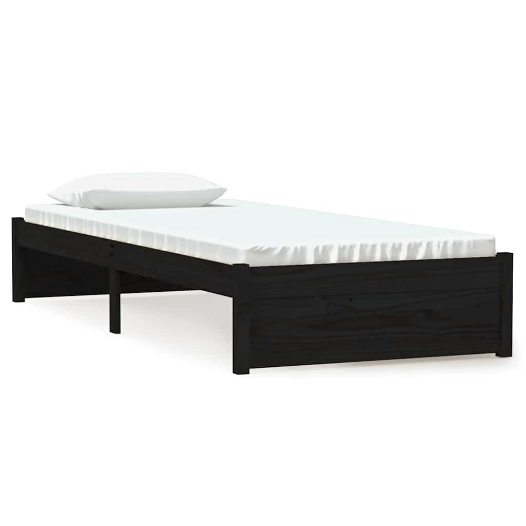 Vidaxl bedframe massief hout zwart 75x190 cm