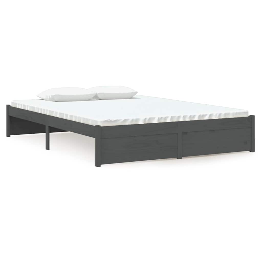 Vidaxl bedframe massief hout grijs 135x190 cm