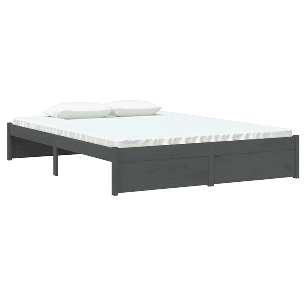Vidaxl bedframe massief hout grijs 135x190 cm
