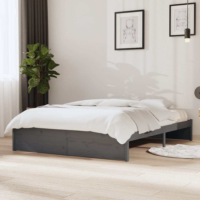 Vidaxl bedframe massief hout grijs 140x200 cm