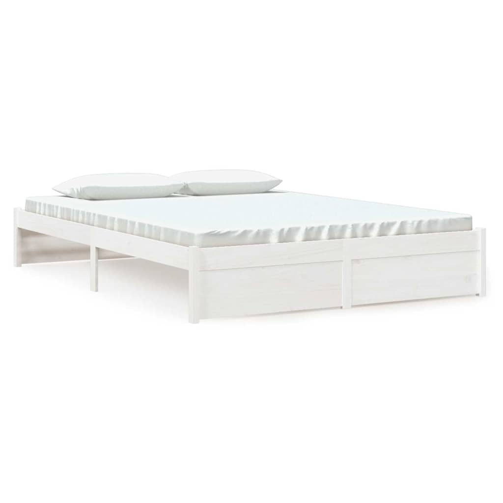 Vidaxl bedframe massief hout wit 150x200 cm