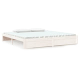 Vidaxl bedframe massief hout wit 200x200 cm