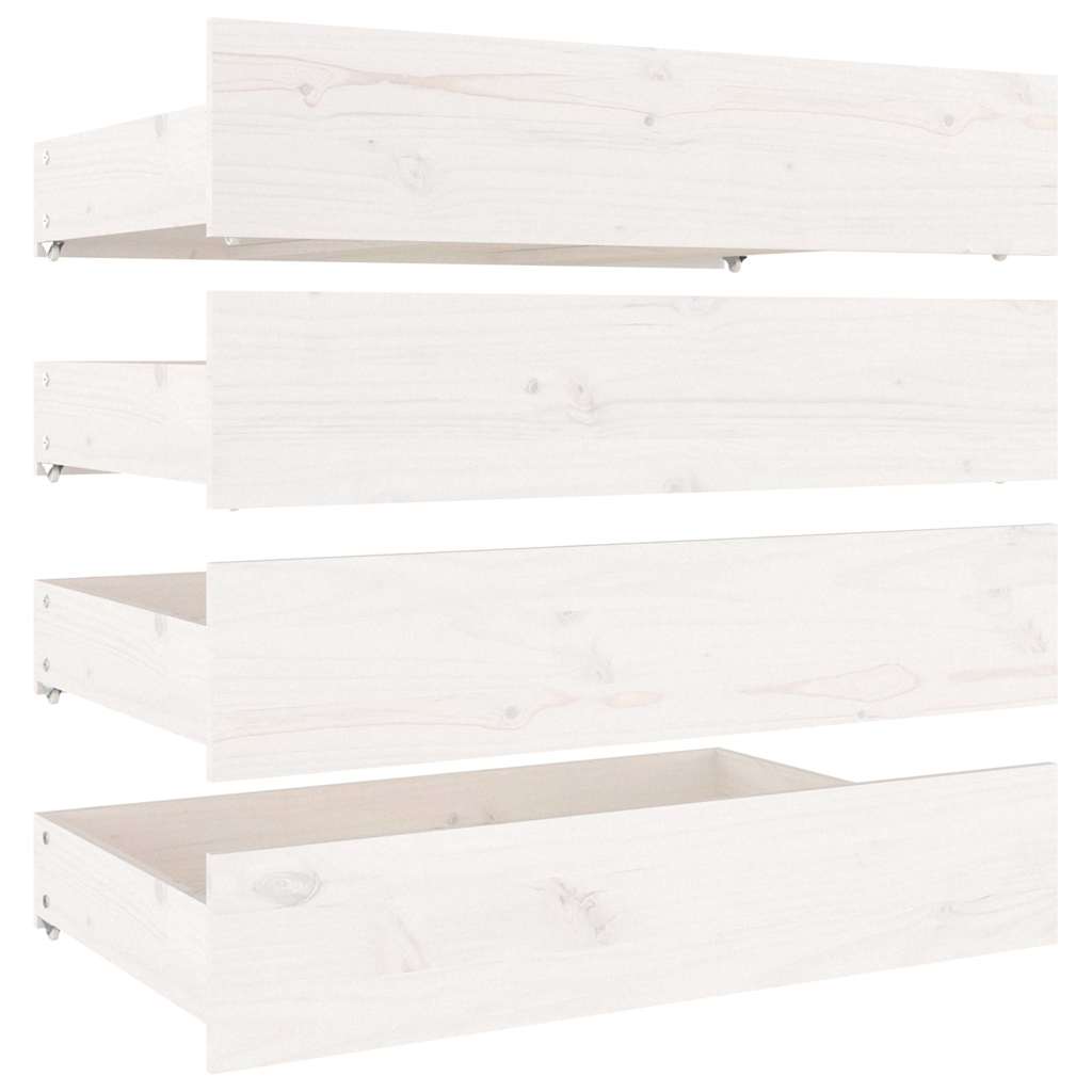 Vidaxl bedlades 4 st massief grenenhout wit