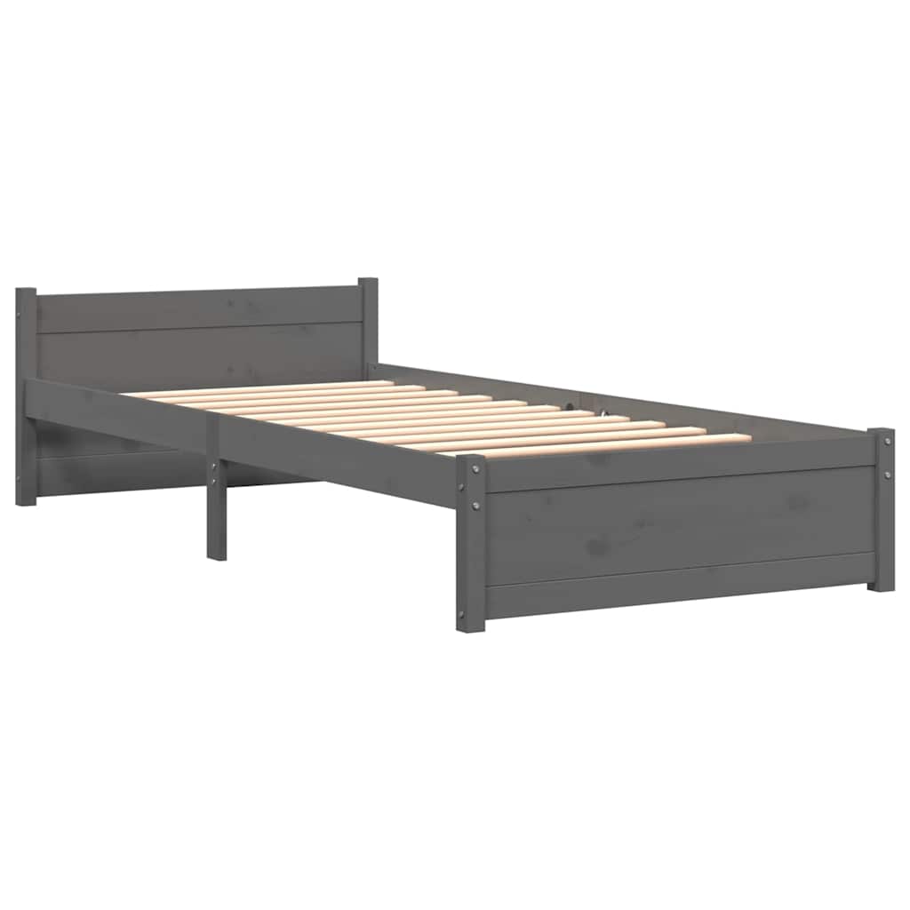 Vidaxl bedframe massief hout grijs 75x190 cm