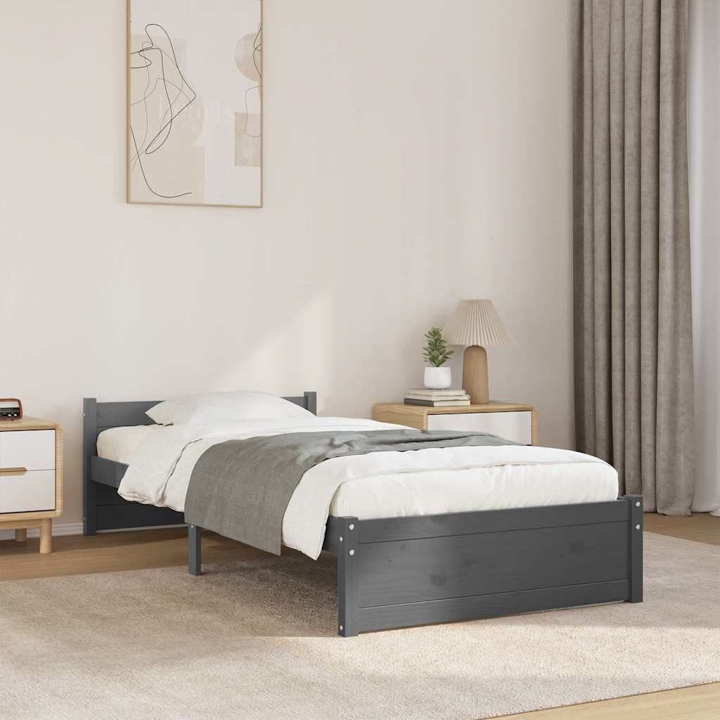 Vidaxl bedframe massief hout grijs 75x190 cm