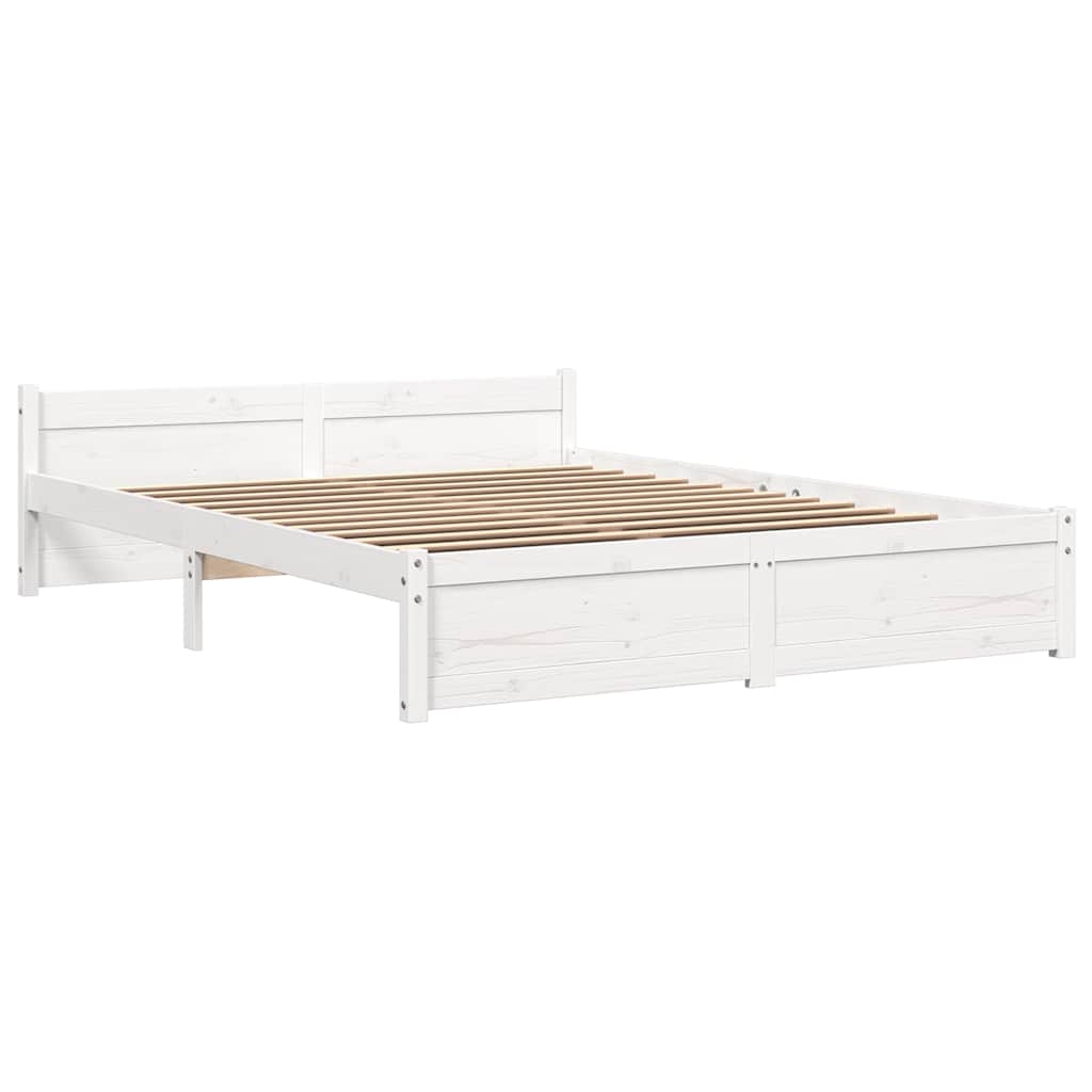 Vidaxl bedframe massief hout wit 135x190 cm