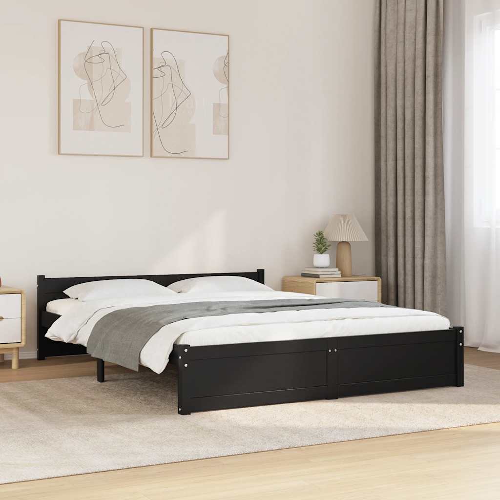 Vidaxl bedframe massief hout zwart 135x190 cm