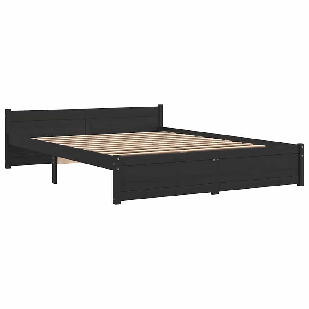Vidaxl bedframe massief hout zwart 150x200 cm