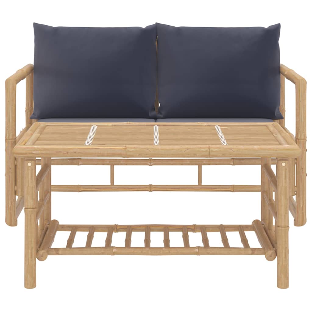 Vidaxl 2-delige loungeset met kussens bamboe donkergrijs