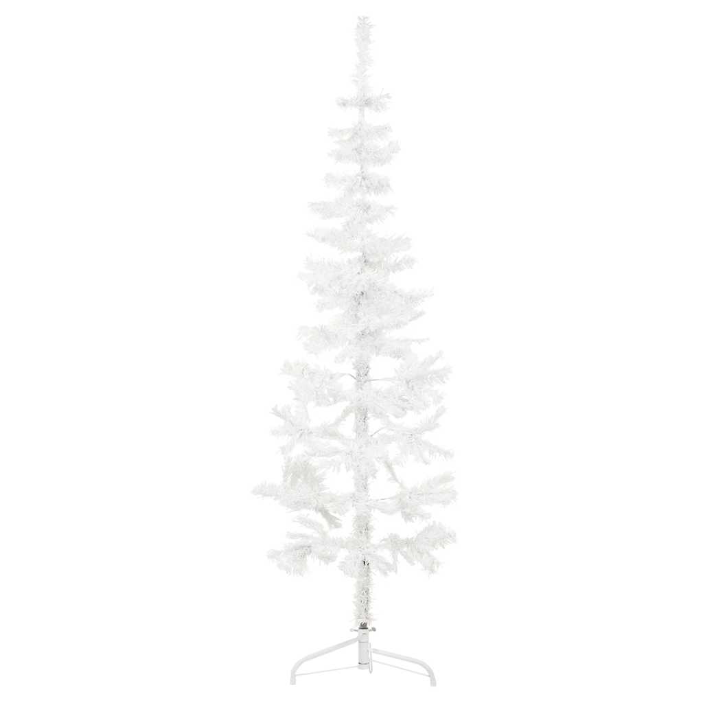 Vidaxl kunstkerstboom moitié avec un blanc standard à 120 cm blanc