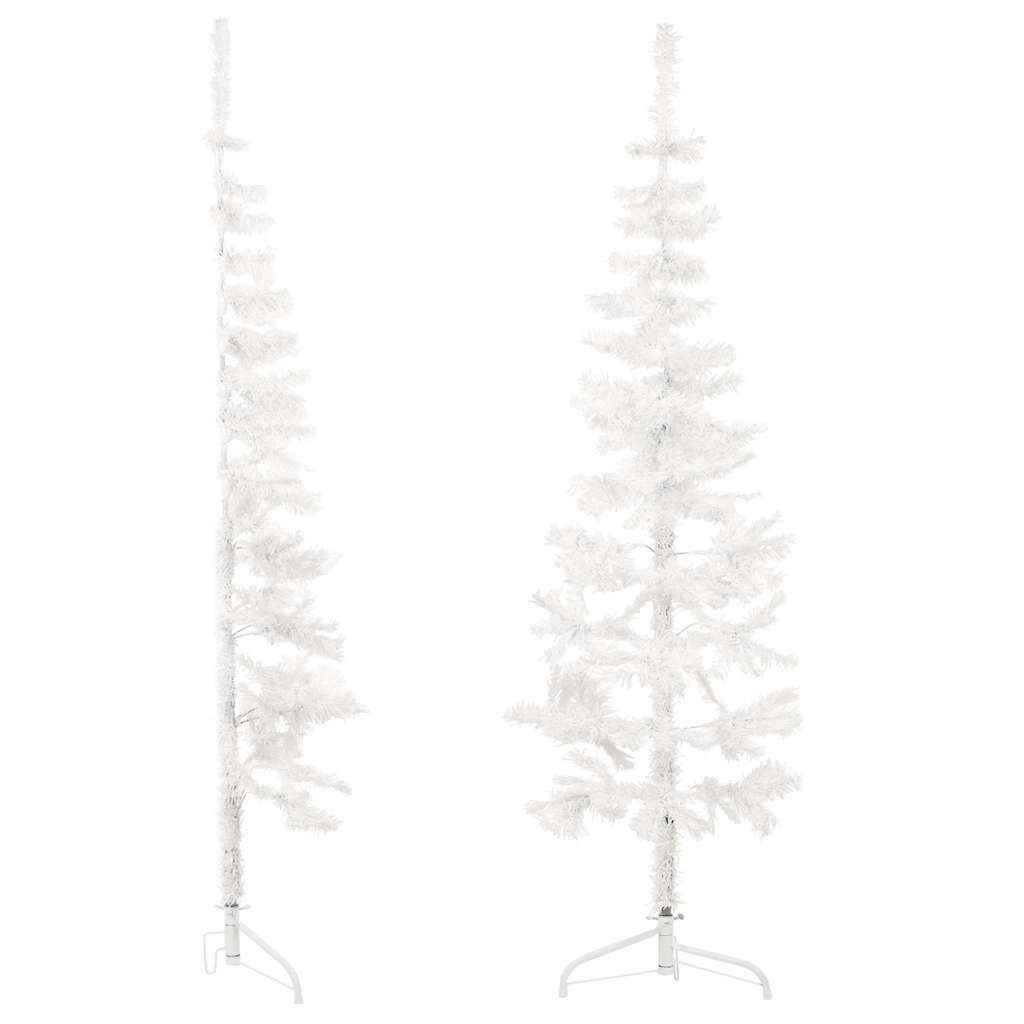 Vidaxl kunstkerstboom moitié avec un blanc standard à 120 cm blanc