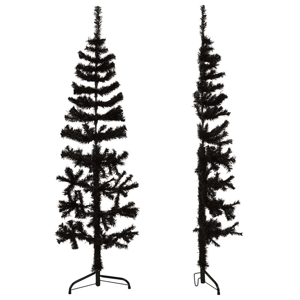 Vidaxl kunstkerstboom half met standaard smal 120 cm zwart