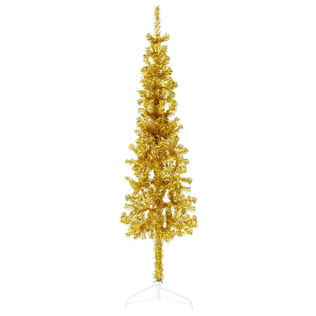 Vidaxl Kunstkerstboom Half med standard smal 150 cm gullfarget