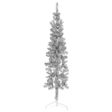 Vidaxl Kunstkerstboom polovica s standardnimi ozkimi 180 cm srebrno barvo