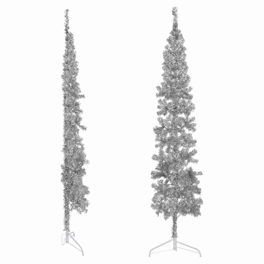 Vidaxl Kunstkerstboom Half with standard narrow 210 cm silver colored