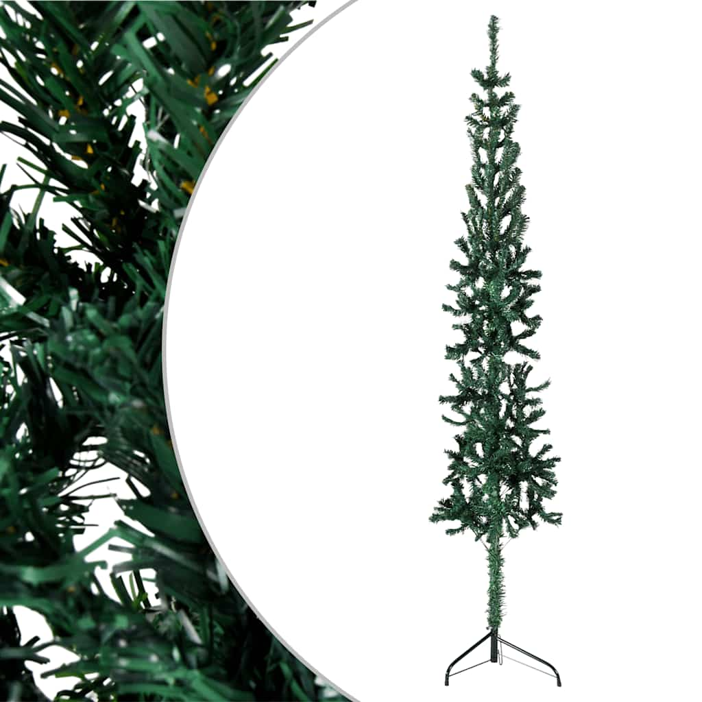 Vidaxl kunstkerstboom half met standaard smal 180 cm groen