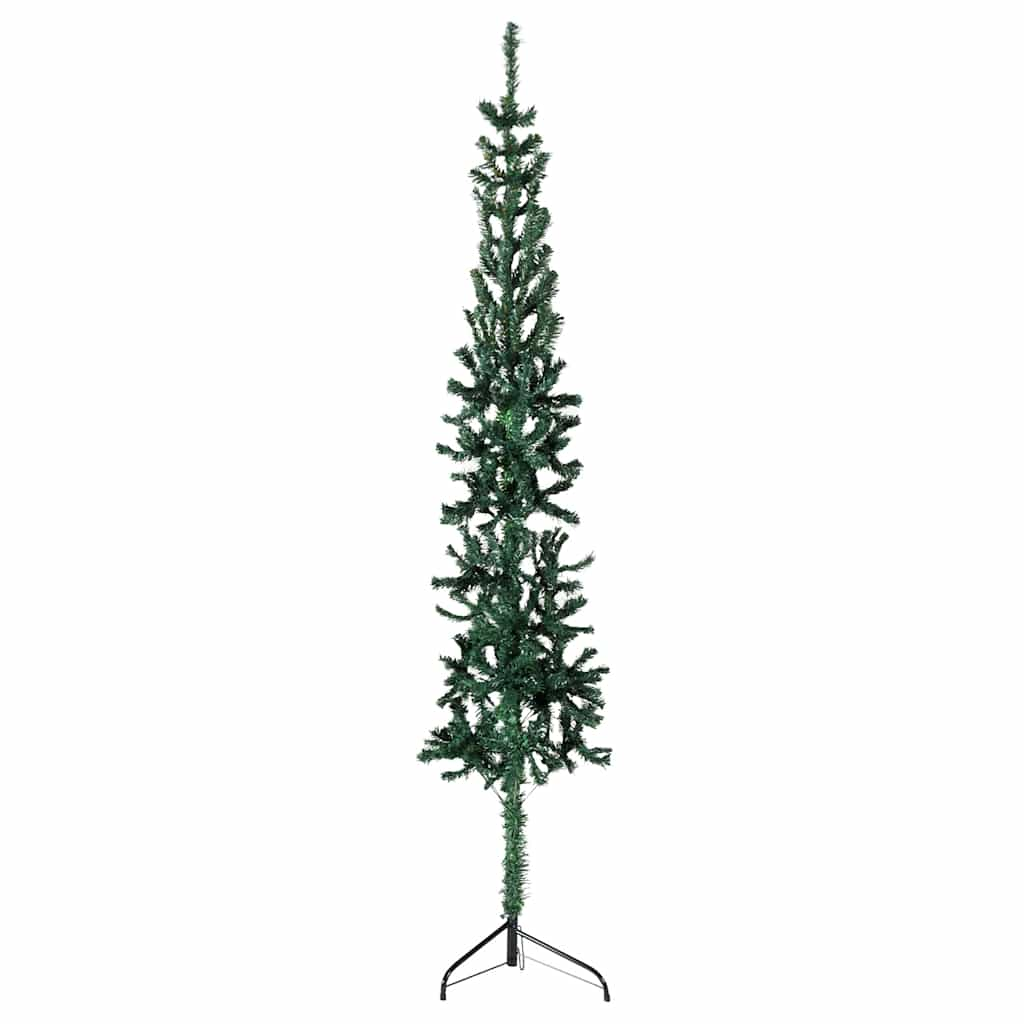 Vidaxl kunstkerstboom half met standaard smal 240 cm groen