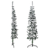 VidaXL Kunstkerstboom half met sneeuw smal 120 cm