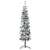 VidaXL Kunstkerstboom half met sneeuw smal 120 cm