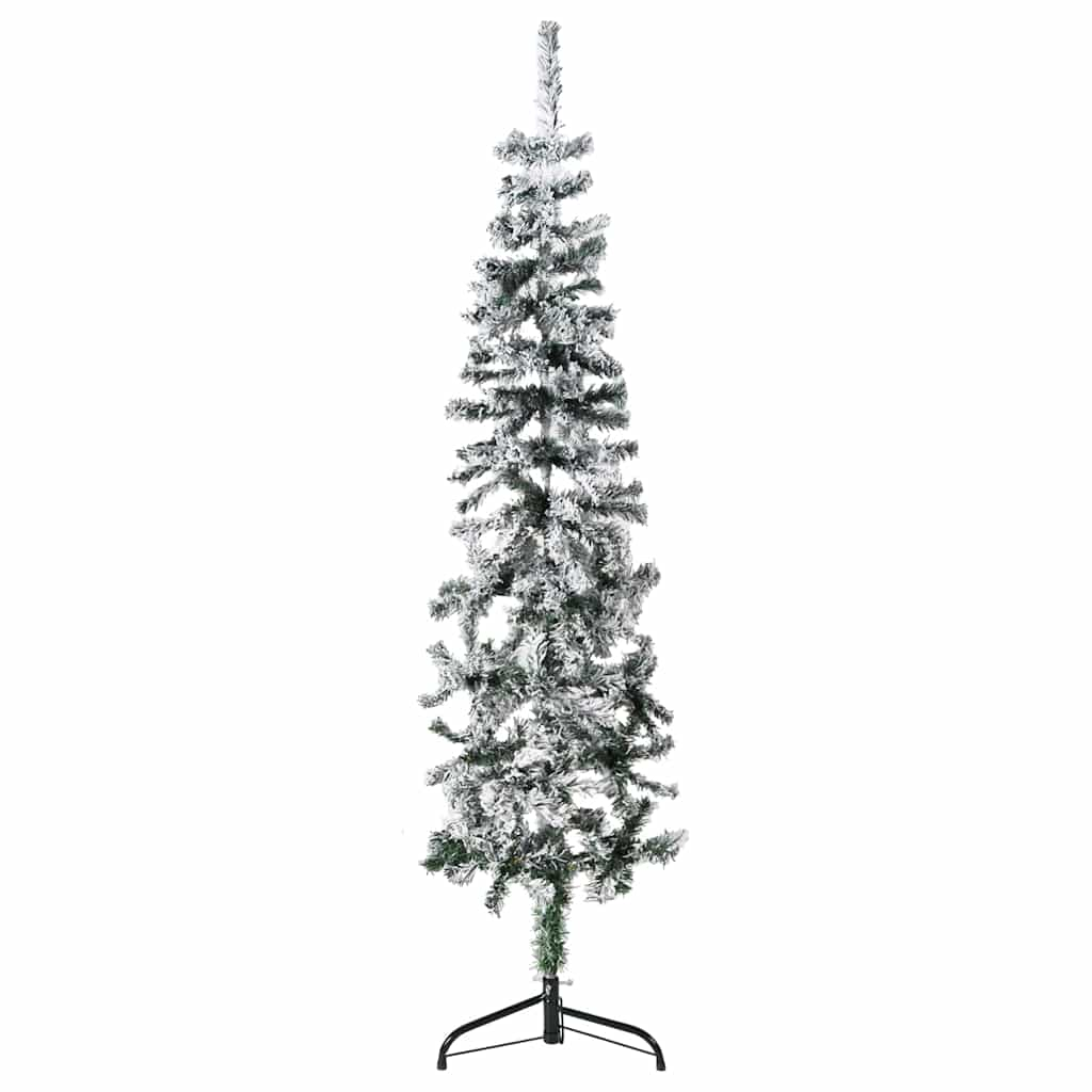 Vidaxl Kunstkerstboom polovica s snegom ozko 150 cm