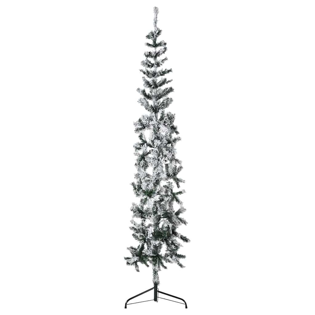 Vidaxl Kunstkerstboom polovica s snegom ozko 180 cm